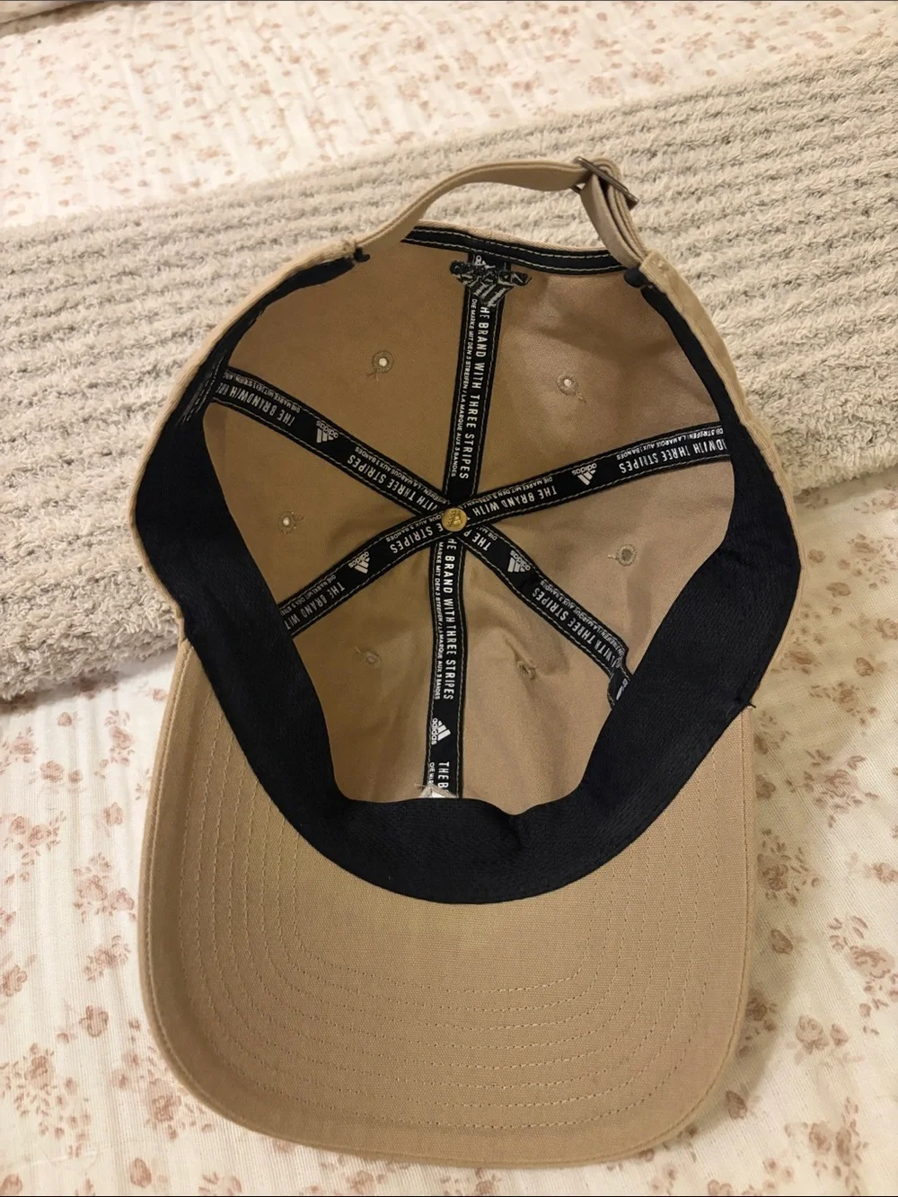 adidas Khaki Cotton Baseball Cap with Black Logo